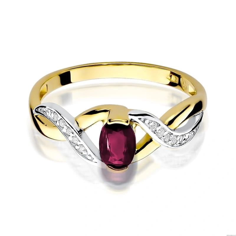 Pierścionek W028 Rubin 0,60ct żółte złoto