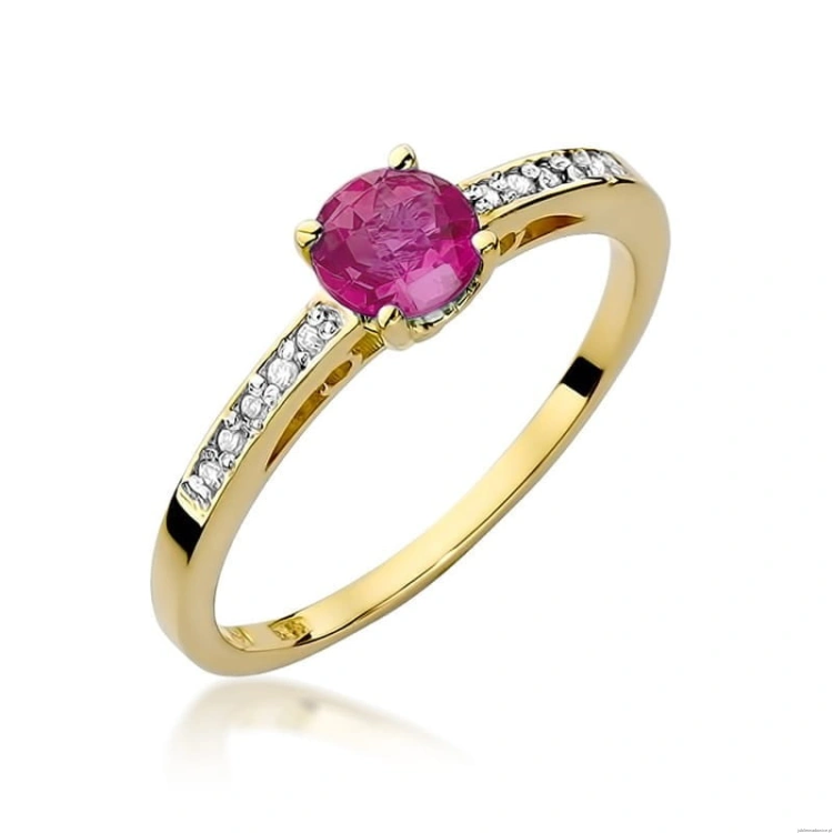 Pierścionek W066 Rubin 0,60ct żółte złoto