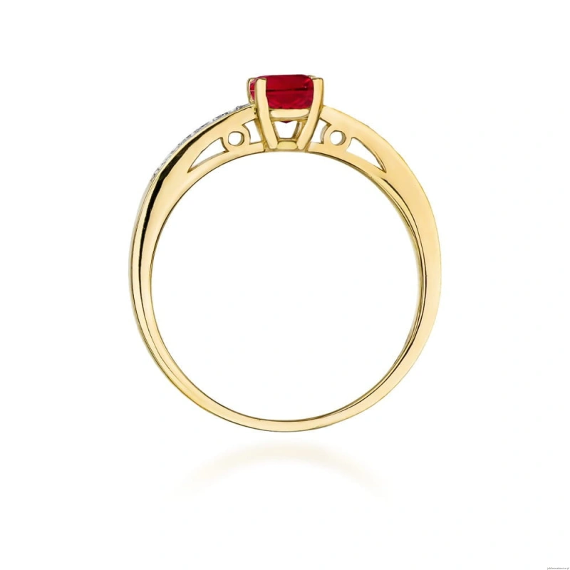 Pierścionek W066 Rubin 0,60ct żółte złoto