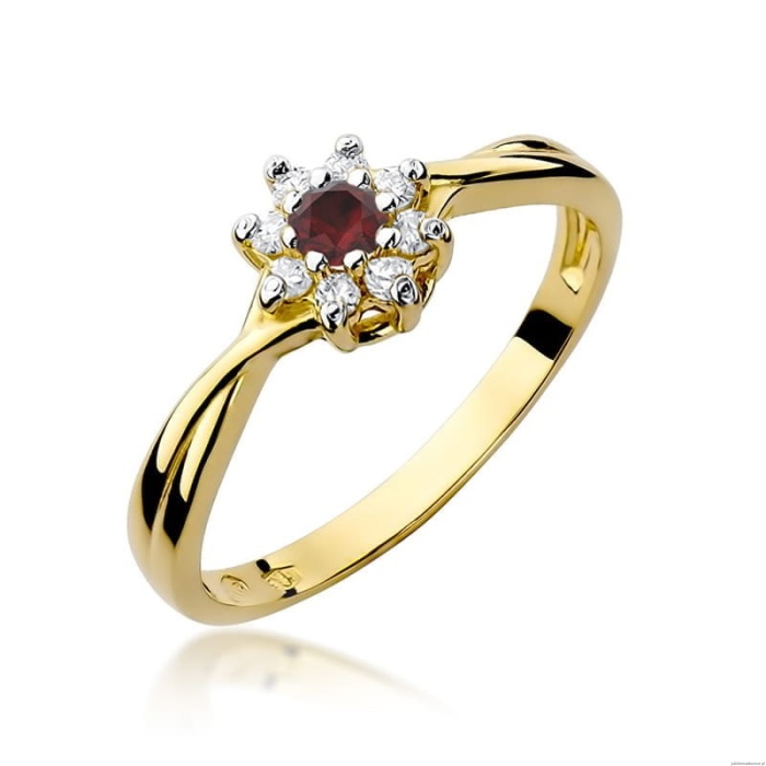 Pierścionek W072 Rubin 0,15ct żółte złoto