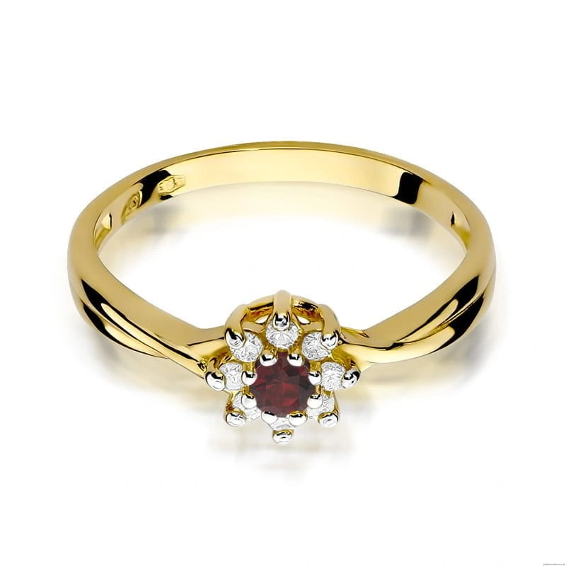 Pierścionek W072 Rubin 0,15ct żółte złoto