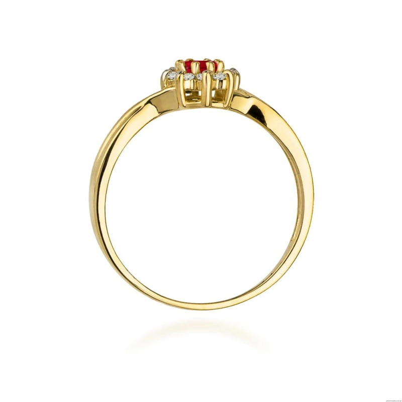 Pierścionek W072 Rubin 0,15ct żółte złoto