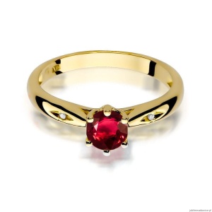 Pierścionek W074 Rubin 0,60ct żółte złoto