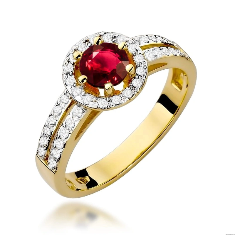 Pierścionek W087 Rubin 0,60ct żółte złoto