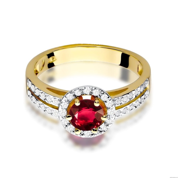Pierścionek W087 Rubin 0,60ct żółte złoto