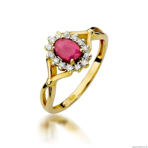 Pierścionek W182 Rubin 0,60ct żółte złoto