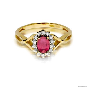Pierścionek W182 Rubin 0,60ct żółte złoto