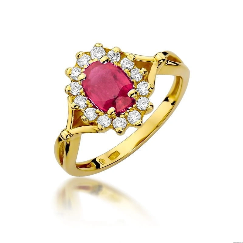Pierścionek W182 Rubin 1,00ct żółte złoto