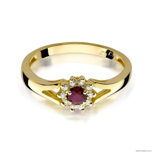Pierścionek W185 Rubin 0,15ct żółte złoto