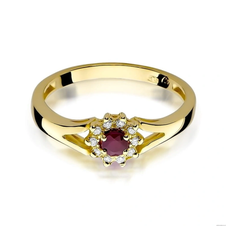 Pierścionek W185 Rubin 0,15ct żółte złoto