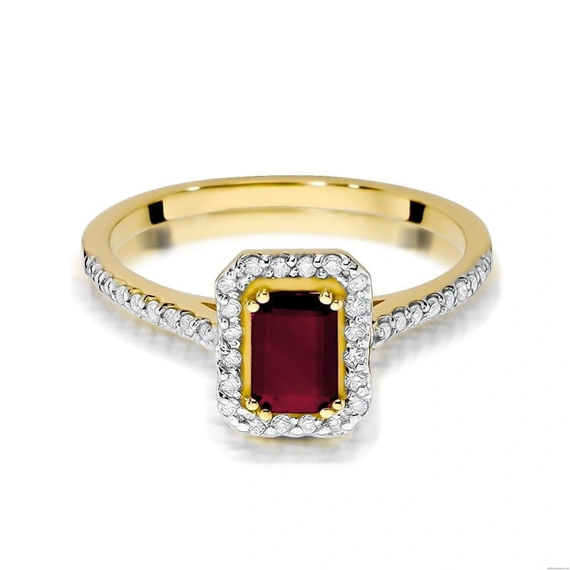 Pierścionek W403 Rubin 0,80ct żółte złoto