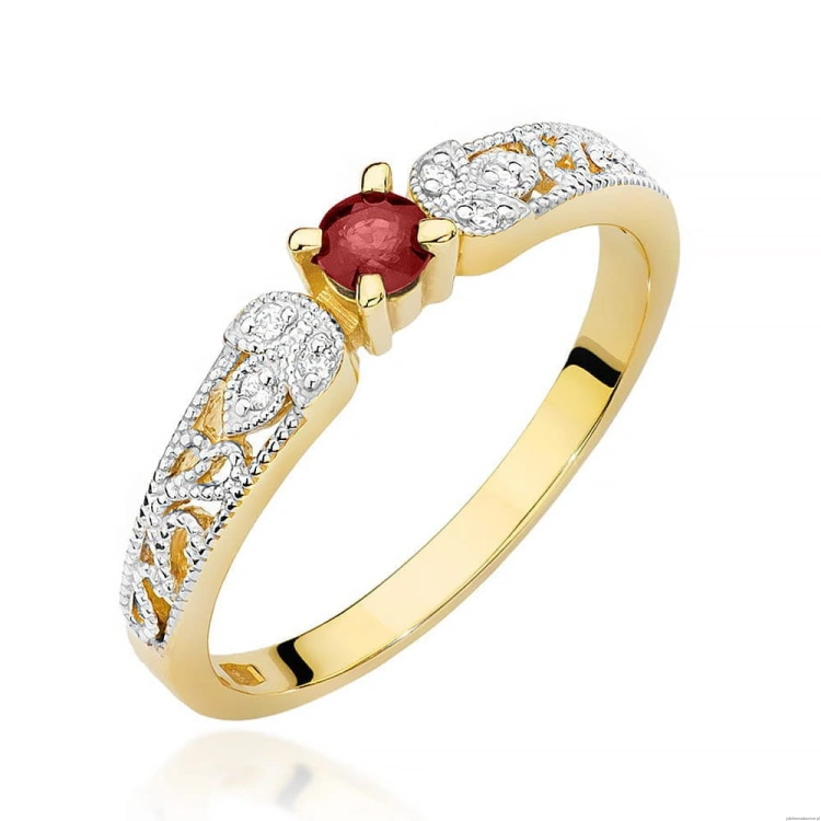 Pierścionek W411 Rubin 0,10ct żółte złoto