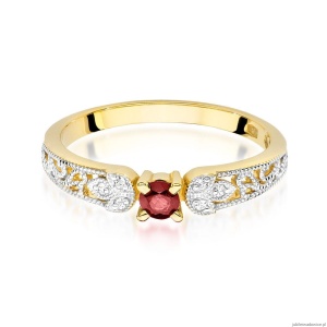 Pierścionek W411 Rubin 0,10ct żółte złoto