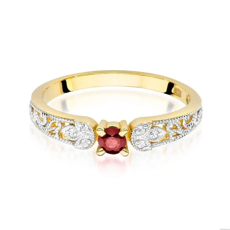 Pierścionek W411 Rubin 0,10ct żółte złoto