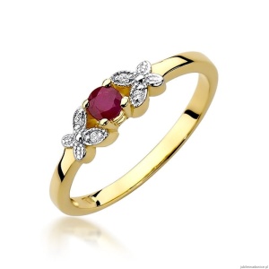 Pierścionek W414 Rubin 0,15ct żółte złoto