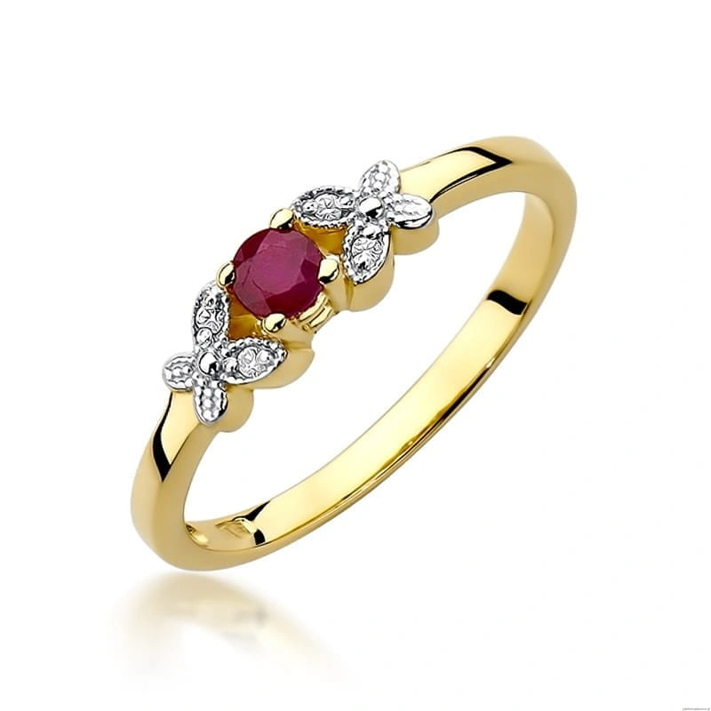 Pierścionek W414 Rubin 0,15ct żółte złoto