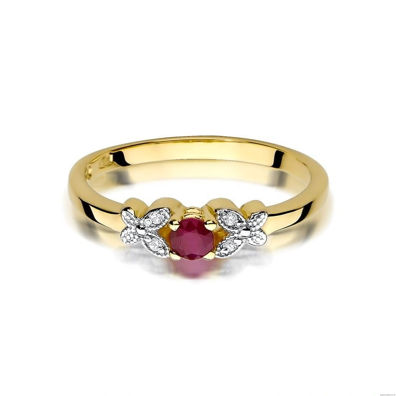 Pierścionek W414 Rubin 0,15ct żółte złoto