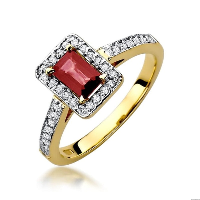 Pierścionek W422 Rubin 0,80ct żółte złoto