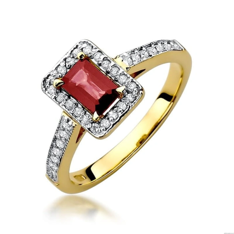 Pierścionek W422 Rubin 0,80ct żółte złoto