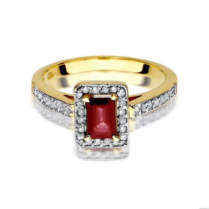 Pierścionek W422 Rubin 0,80ct żółte złoto