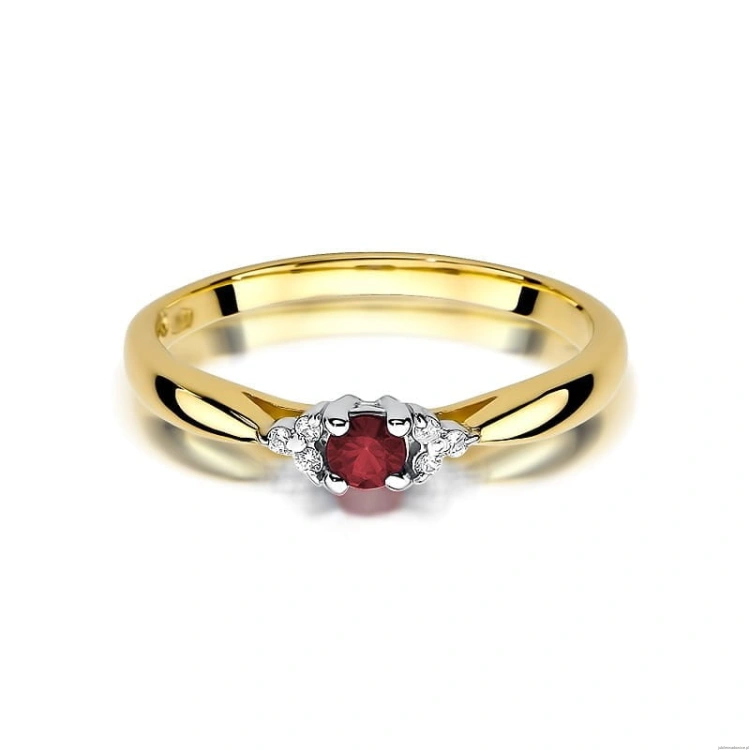 Pierścionek W428 Rubin 0,15ct żółte złoto