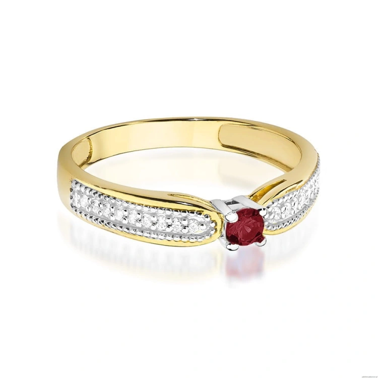 Pierścionek W449 Rubin 0,15ct żółte złoto
