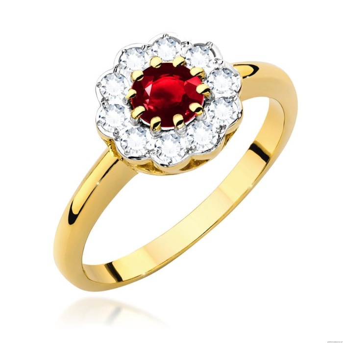 Pierścionek W529 Rubin 0,60ct żółte złoto