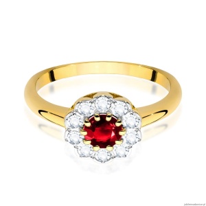 Pierścionek W529 Rubin 0,60ct żółte złoto