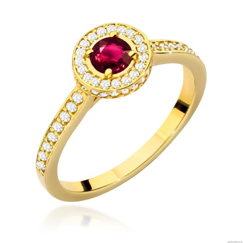 Pierścionek W559 Rubin 0,35ct żółte złoto