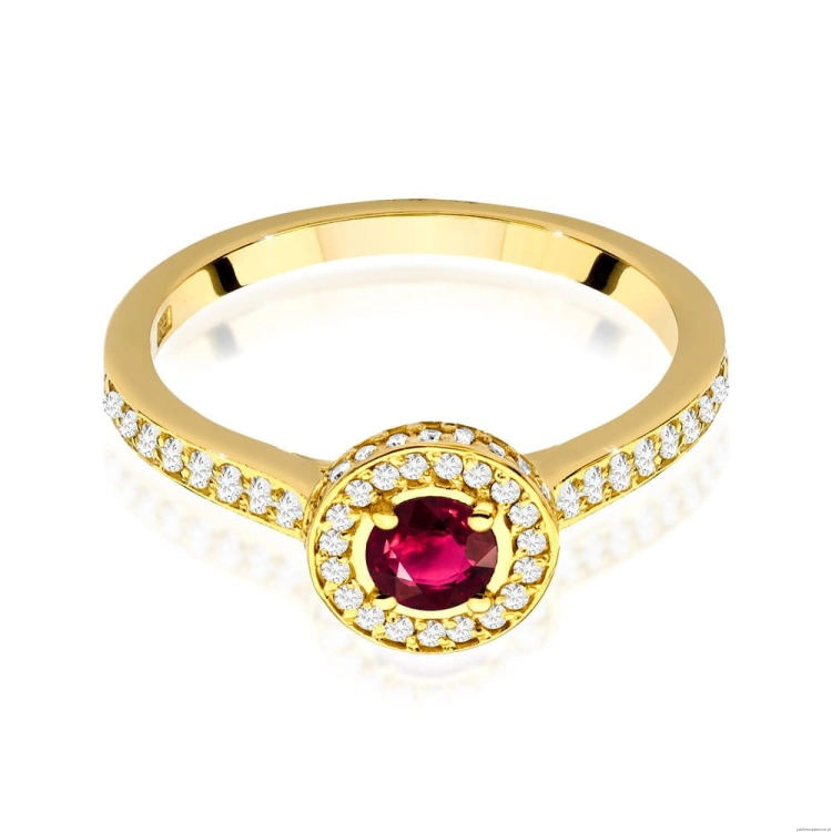 Pierścionek W559 Rubin 0,35ct żółte złoto
