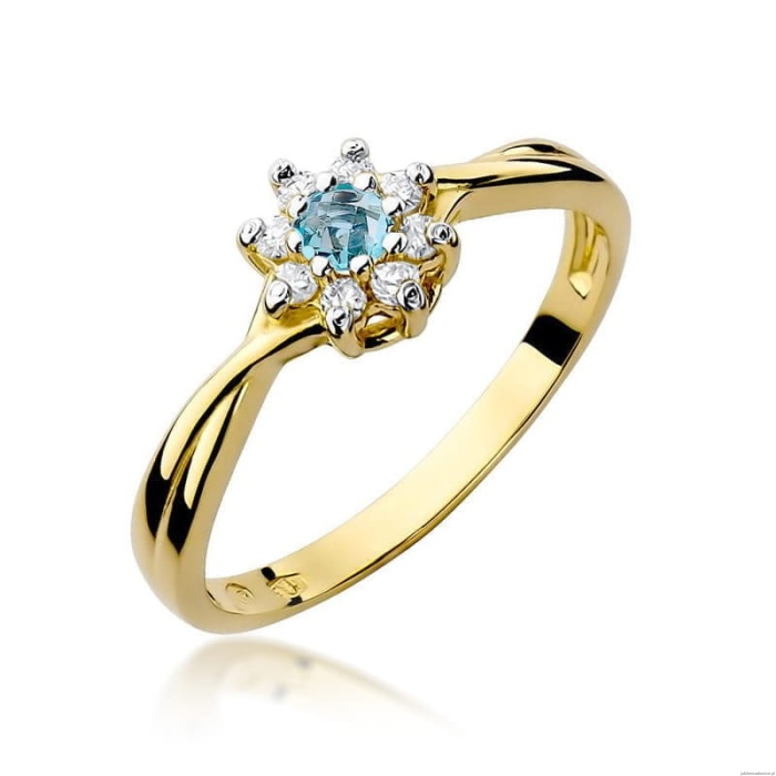 Pierścionek W072 Topaz 0,15ct żółte złoto