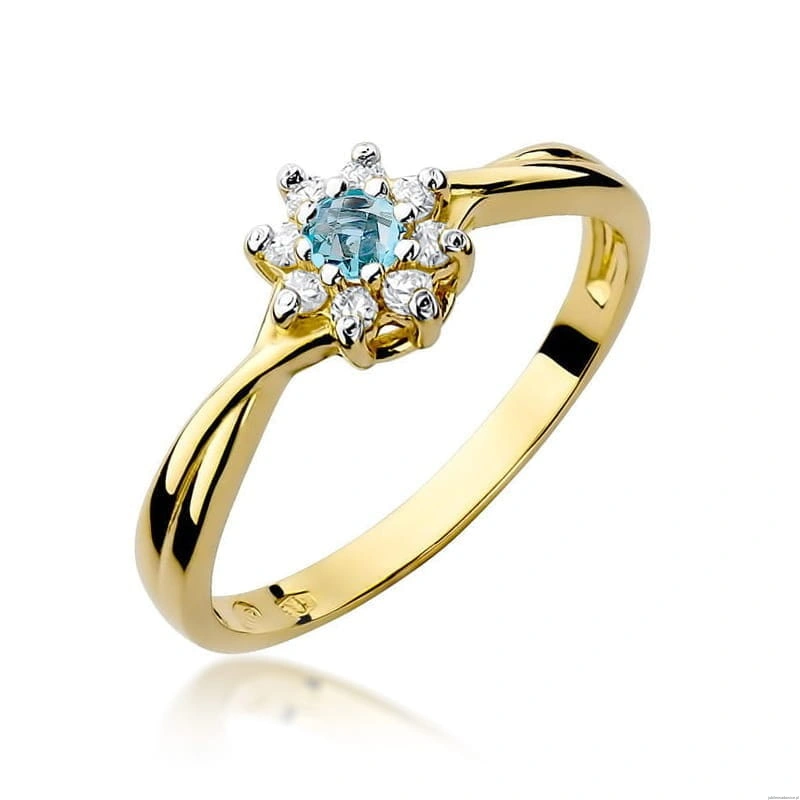 Pierścionek W072 Topaz 0,15ct żółte złoto