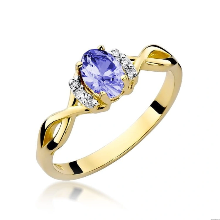 Pierścionek W019 Tanzanit 0,40ct żółte złoto