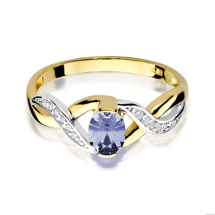 Pierścionek W028 Tanzanit 0,40ct żółte złoto