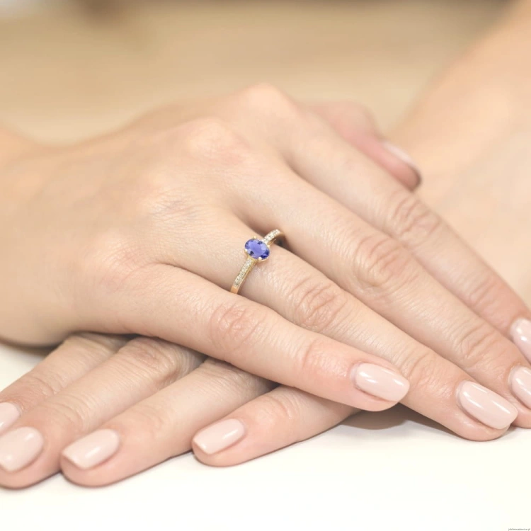 Pierścionek W067 Tanzanit 0,40ct żółte złoto