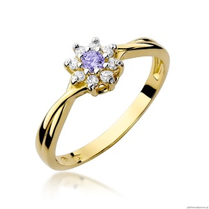 Pierścionek W072 Tanzanit 0,10ct żółte złoto