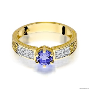 Pierścionek W075 Tanzanit 0,50ct żółte złoto