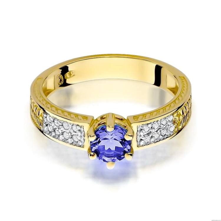 Pierścionek W075 Tanzanit 0,50ct żółte złoto