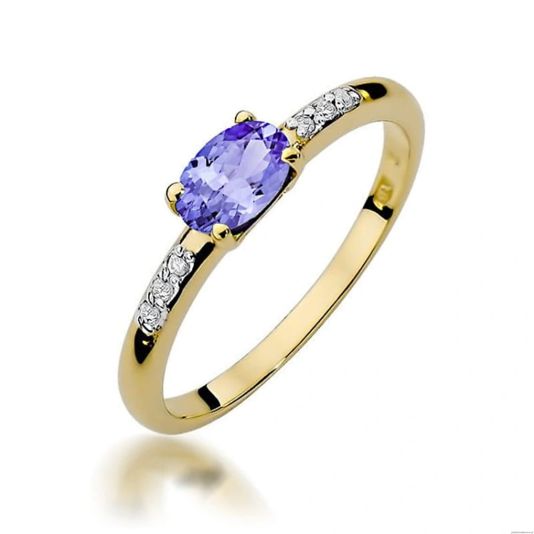 Pierścionek W077 Tanzanit 0,40ct żółte złoto