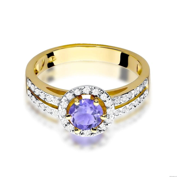 Pierścionek W087 Tanzanit 0,50ct żółte złoto