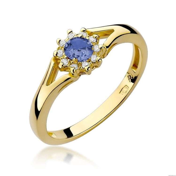 Pierścionek W185 Tanzanit 0,15ct żółte złoto