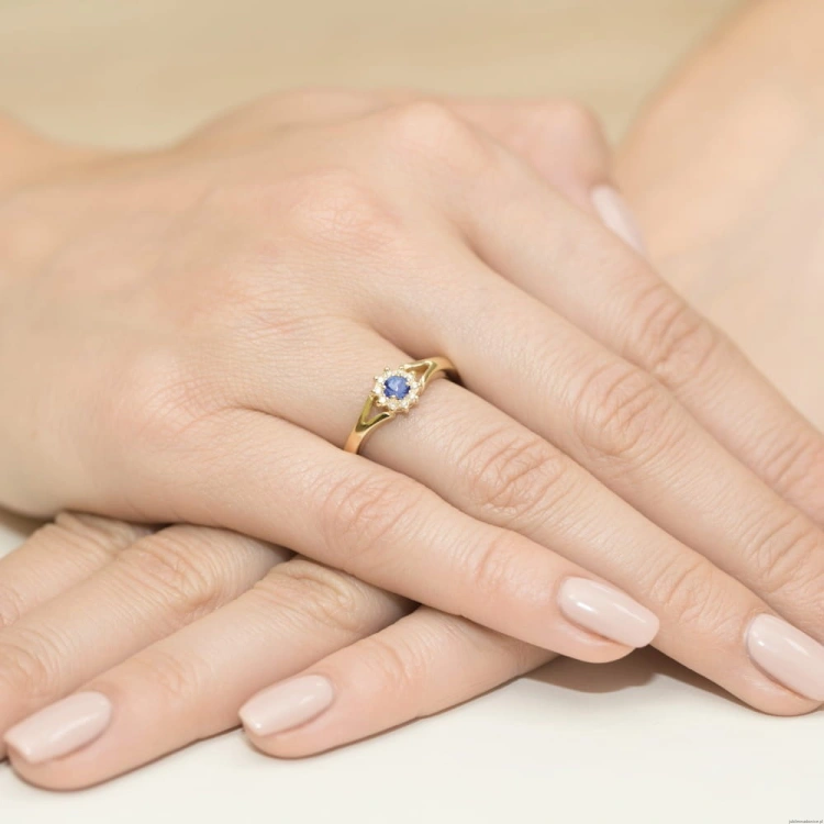 Pierścionek W185 Tanzanit 0,15ct żółte złoto