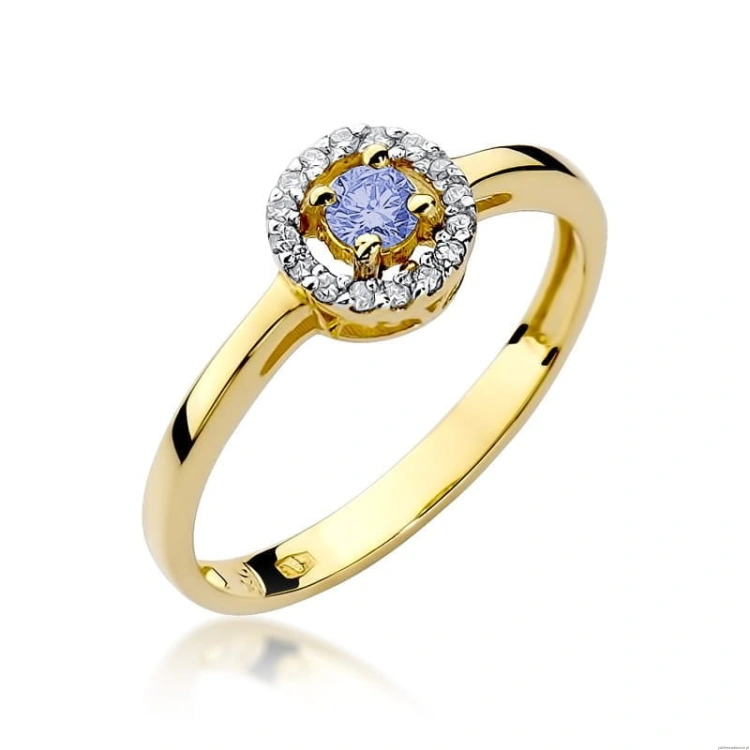 Pierścionek W238 Tanzanit 0,15ct żółte złoto