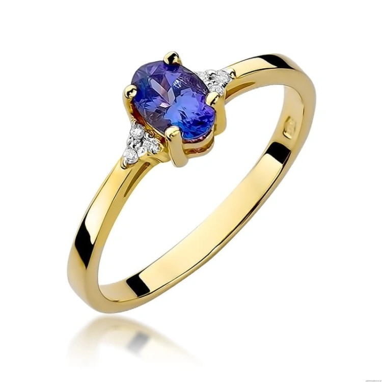 Pierścionek W301 Tanzanit 0,40ct żółte złoto
