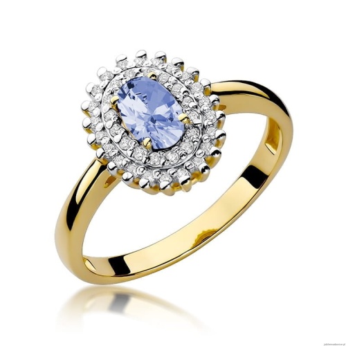 Pierścionek W303 Tanzanit 0,40ct żółte złoto