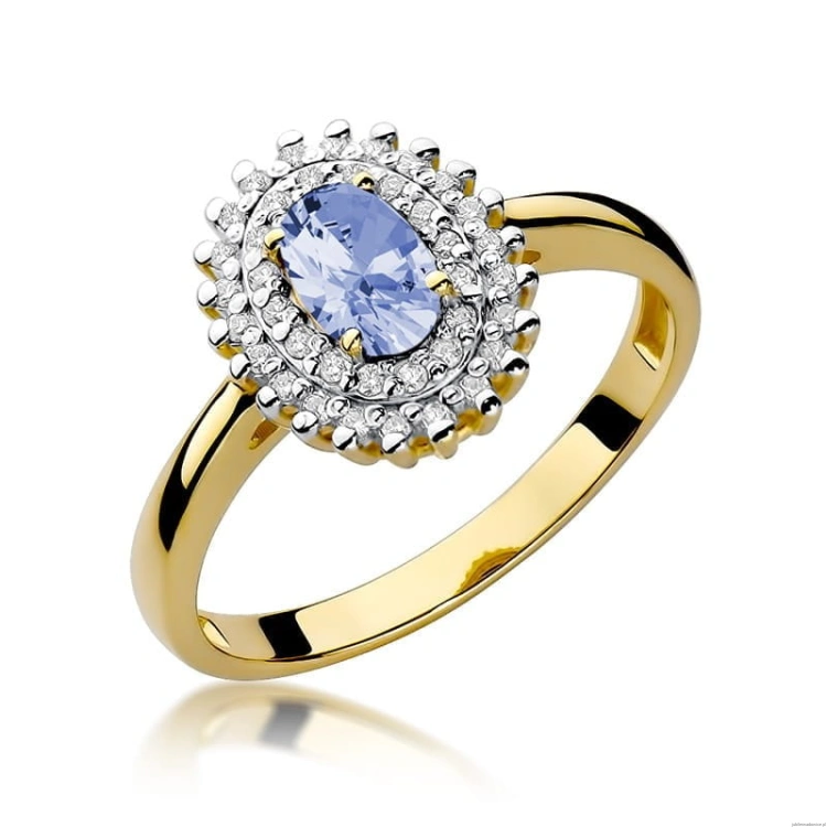 Pierścionek W303 Tanzanit 0,40ct żółte złoto