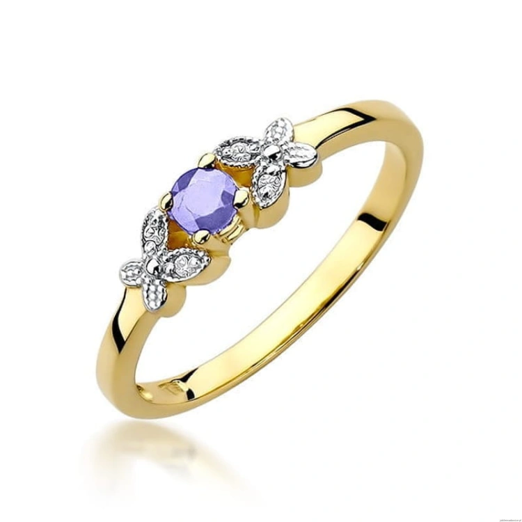 Pierścionek W414 Tanzanit 0,15ct żółte złoto