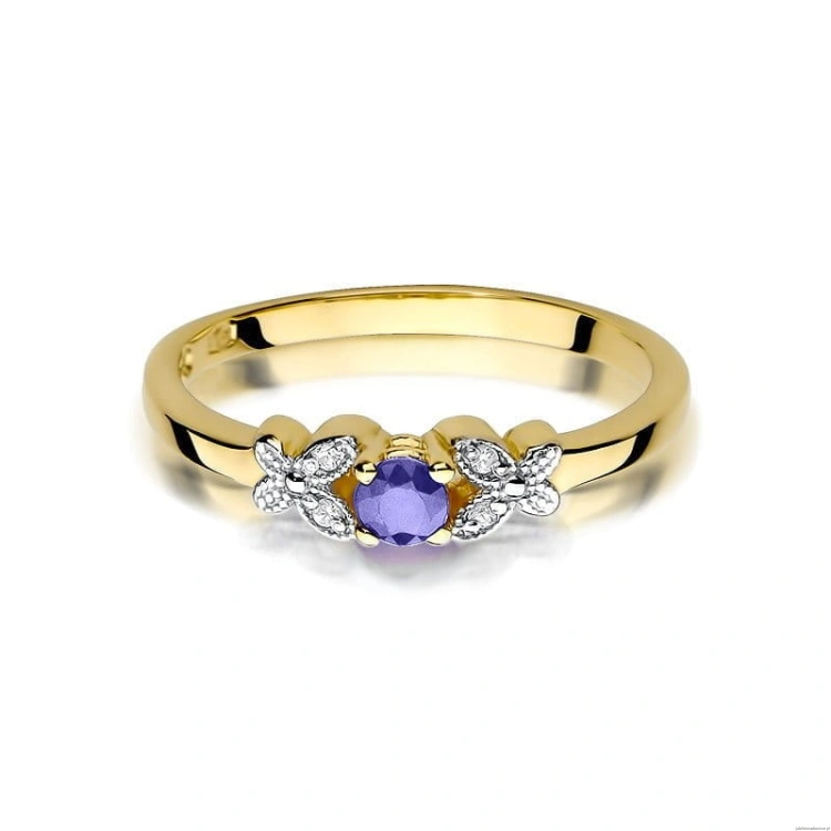Pierścionek W414 Tanzanit 0,15ct żółte złoto
