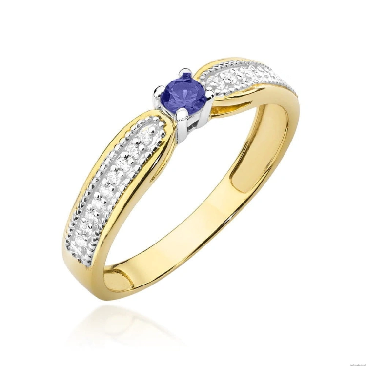 Pierścionek W449 Tanzanit 0,15ct żółte złoto