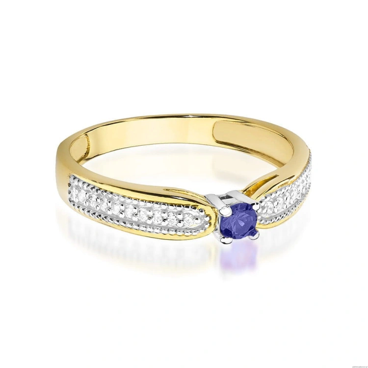 Pierścionek W449 Tanzanit 0,15ct żółte złoto